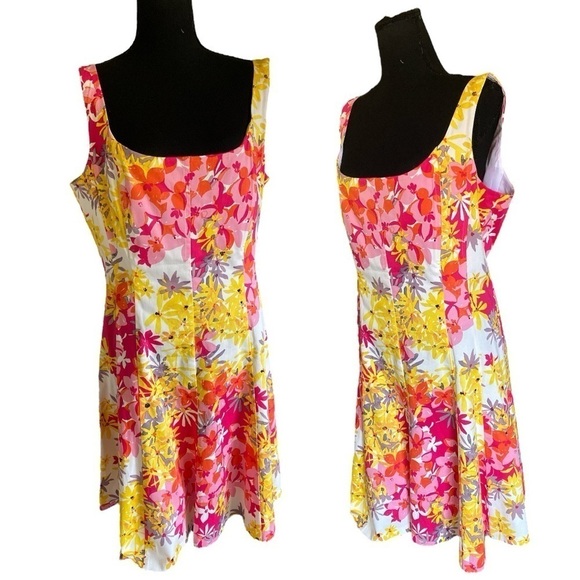 JONES WEAR Vintage Bold Floral Cotton Flowy Sundress Woman’s Plus Size 16 - Picture 2 of 16